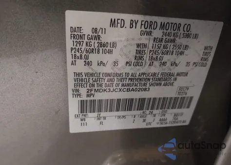 2012 Ford Edge Sel z USA, uszkodzony, nr VIN 2FMDK3JCXCBA02083